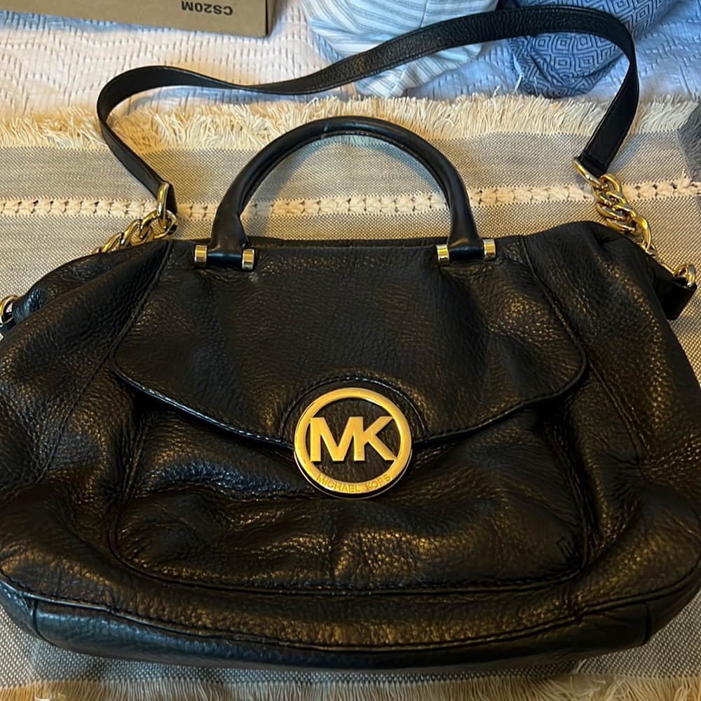 Black over the shoulder Michael Kors leather handbag